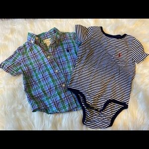 Toddler Ralph Lauren Onesie and Button down shirt